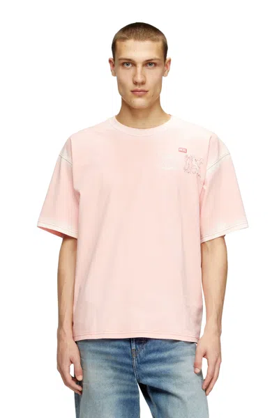 Diesel T-shirt With Sword Print In Pink