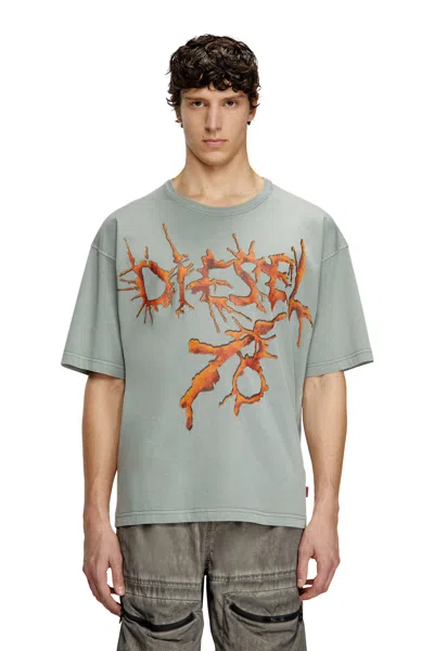Diesel T-shirt With Tattoo Graphics In Grey