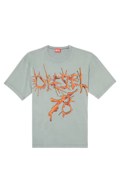 Diesel T-shirt With Tattoo Graphics In Gray