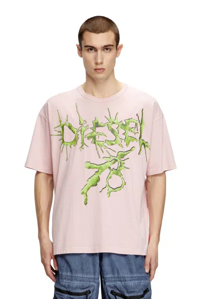 Diesel T-shirt With Tattoo Graphics In Pink