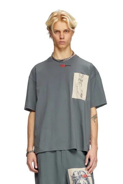 Diesel T-shirt With Tattoo Patch In Grey