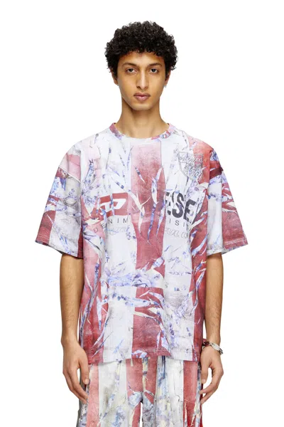 DIESEL T-SHIRT WITH TROMPE L'OEIL CRACKED PRINT
