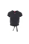 Diesel Womens 02a T-bunny-tail Wrap-around Cotton-jersey T-shirt In Black