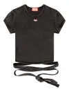 Diesel Womens 02a T-bunny-tail Wrap-around Cotton-jersey T-shirt In Black