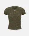Diesel T-uncutie-long-p2 Distressed T-shirt In Green