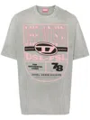 Diesel Red Tag Cotton Crew-neck T-wash-n1 T-shirt With Embossed Log In Grey
