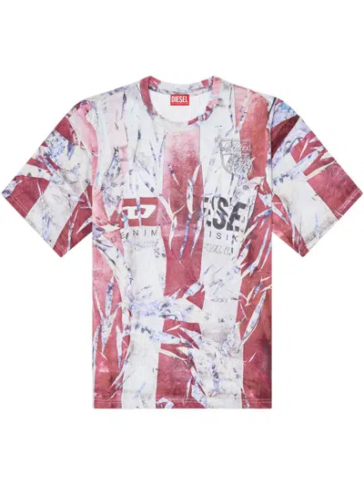 Diesel Multicolor T-shirt With Faded Logo On The Front And Back