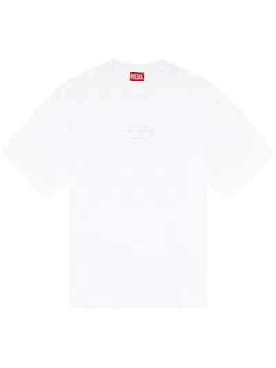 Diesel Mens 01 D Livery Logo-badge Short-sleeve Cotton T-shirt In White
