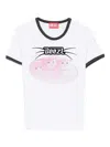 Diesel White Cotton T-shirt With Print And Contrasting Edges In White