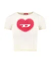 Diesel Women Ivory Ribbed Stretch Cotton T-ele T-shirt In White