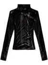 Diesel Top A Lupetto In Ciniglia Trattata In Black