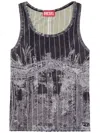 Diesel T-stripe Logo-embroidered Tank Top In Multicolor