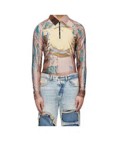 Diesel T-theodore Long-sleeve Polo Shirt In Multicolor