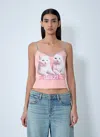 Diesel T-top R2 Cats Pink Cotton Jersey Tank Top In Pink