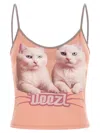 Diesel T-top R2 Cats Pink Cotton Jersey Tank Top In Multi