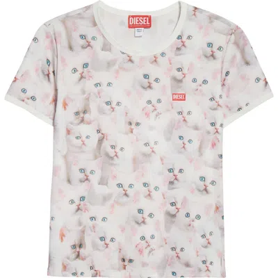 Diesel ® T-unclau Cat Print T-shirt In Gray