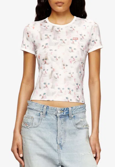 DIESEL T-UNCLAU CAT PRINT T-SHIRT