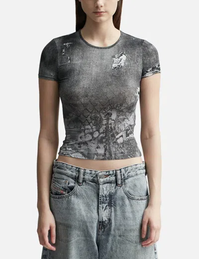 Diesel T-uncski Cropped T-shirt In Grey