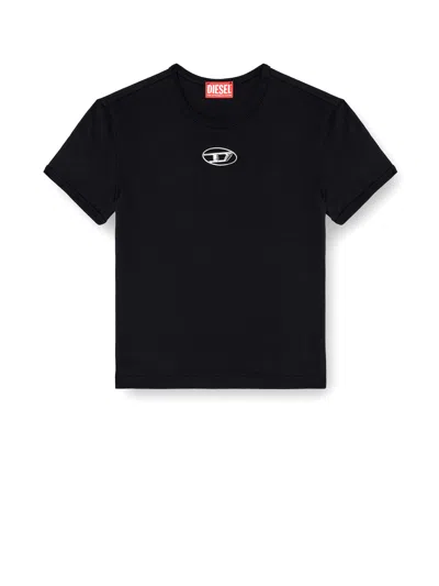 DIESEL T-UNCUTIE-LONG-OD OVAL D LOGO PLAQUE T-SHIRT