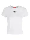 Diesel T-shirt With Logo Plate In Bianco
