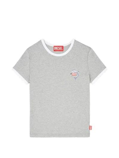 Diesel T-uncuties-long-s13 Ringer Dolphin-motif T-shirt In Gray