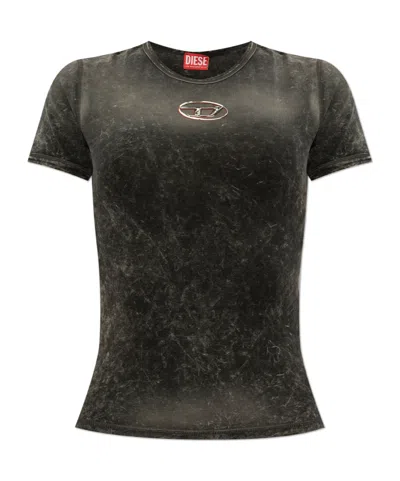 Diesel Marble-effect T-shirt In Stretch Jersey In Grey