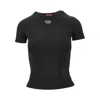 Diesel Black T-shirt With Logo On The Front And Ribbed Design In Cotton Woman In Black