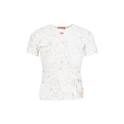 Diesel White Cotton And Nylon T-uncyna T-shirt