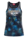 Diesel Women Floral Print And Sequins Jersey T-unky Top In Blue