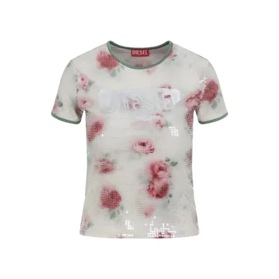 Diesel White T-unkyel Polyamide T-shirt In Gray