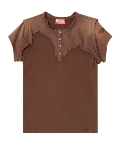 DIESEL HENLEY BUTTON-FASTENING T-SHIRT