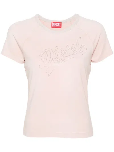 Diesel T-vincie Rhinestone-embellished T-shirt In Pink