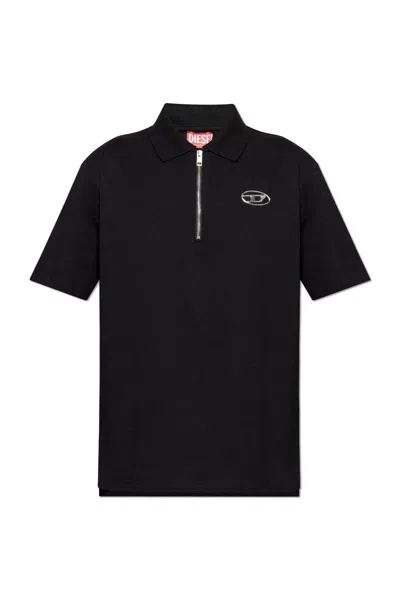 Diesel T-vor-od Short-sleeved Polo Shirt In Black