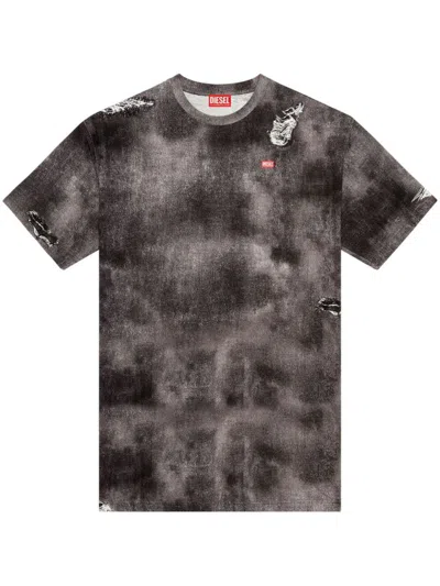 DIESEL DIESEL T-WASH-N2 T-SHIRT WITH TROMPE L'OEIL DENIM PRINT