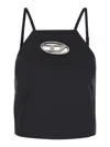 Diesel T-wilight Black Top With Halterneck And Oval D Logo Plaque On The Front In Wool Blend Woman In Black
