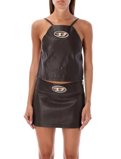 Diesel T-wilight Eco Leather Top In Brown