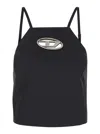 Diesel T-wilight Black Top With Halterneck And Oval D Logo Plaque On The Front In Wool Blend Woman In Black