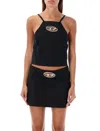 Diesel Women Black Stretch Polyester Blend T-wilight Top In Black