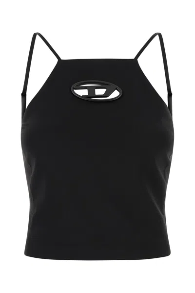 DIESEL DIESEL BLACK STRETCH POLYESTER BLEND T-WILIT TOP