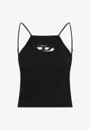 Diesel Women Black Stretch Polyester Blend T-wilight Top In Black