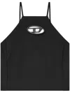 Diesel T-wilight Black Top With Halterneck And Oval D Logo Plaque On The Front In Wool Blend Woman In Black