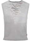 Diesel T-yasmina Distressed Tank Top In Gray