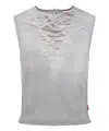 Diesel T-yasmina Distressed Tank Top In Grey