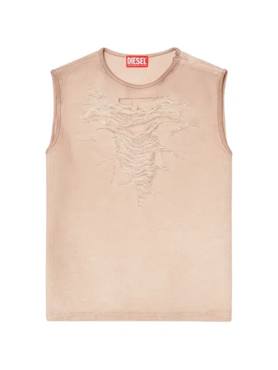 Diesel T-yasy Distressed-detail Vest In Brown