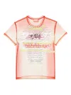 Diesel Sheer Top With Lyrics Print In Pink