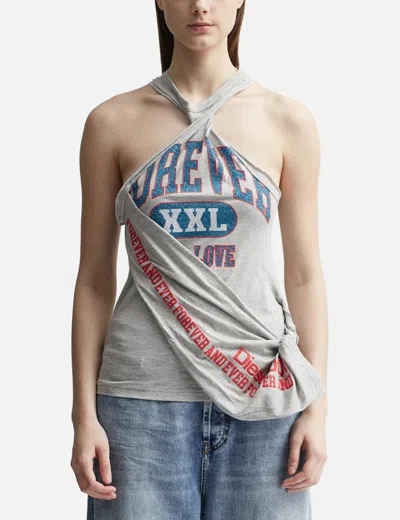 Diesel 0whaf T-zelie Melange Grey Asymmetric Tank Top - T Zelie