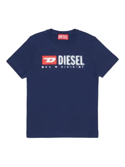 Diesel Kids' Tadjustk14 Logo-print T-shirt In Blue