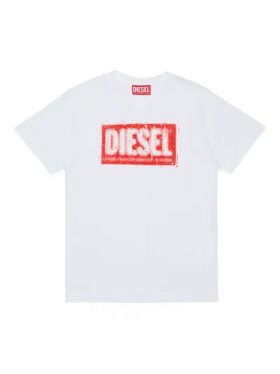 Diesel Kids' Tadjustq10 Logo-print T-shirt In White
