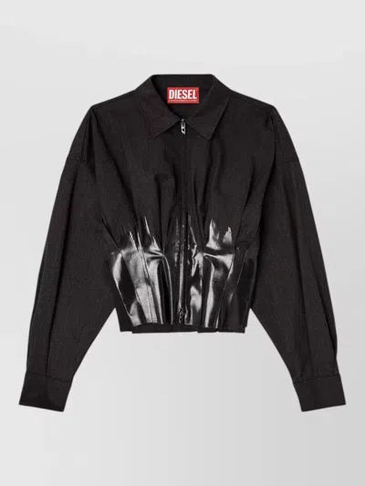 Diesel Tailored Blazer Collared Design Long Sleeves Pleats In Black