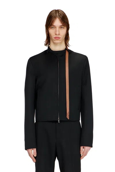 Diesel Tailored Jacket With Biker Neck Strap In Black